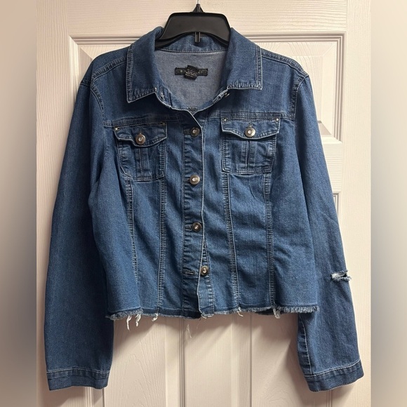 Baccini Jackets & Blazers - Baccini Denim Jacket W/ Distressing Size XL